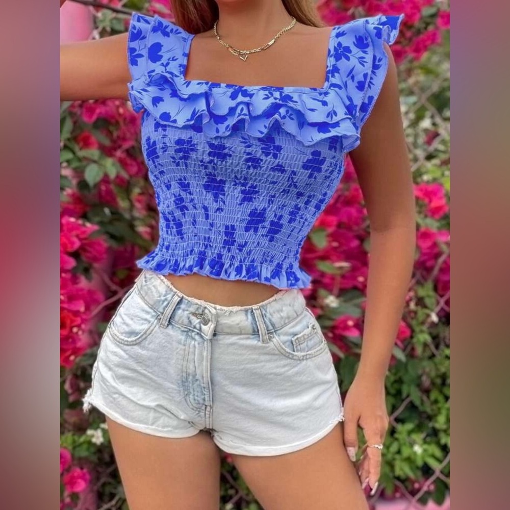 Lavishly Paris Floral Ruffle Tee Tank. - Picture 15 of 16